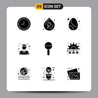 Pack of 9 Modern Solid Glyphs Signs and Symbols for Web Print Media such as rattle child egg baby graduation Editable Vector Design Elements