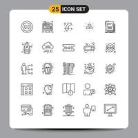 Pack of 25 Modern Lines Signs and Symbols for Web Print Media such as book income arrows gold bars Editable Vector Design Elements