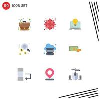 Modern Set of 9 Flat Colors and symbols such as hosting find bulb search file Editable Vector Design Elements