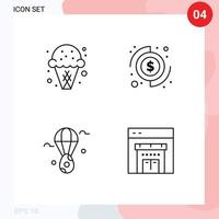 4 Creative Icons Modern Signs and Symbols of dessert egg cream coins bloon Editable Vector Design Elements