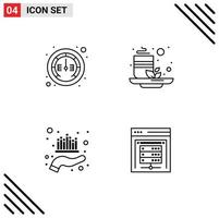 Line Pack of 4 Universal Symbols of gauge investment speed tea market Editable Vector Design Elements