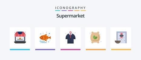 paquete de iconos de 5 planos de supermercado que incluye grano. sucursal. comprar. alimento. bolsa de harina diseño de iconos creativos vector