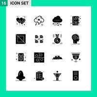 16 Thematic Vector Solid Glyphs and Editable Symbols of cross health book arrow booklet technology Editable Vector Design Elements