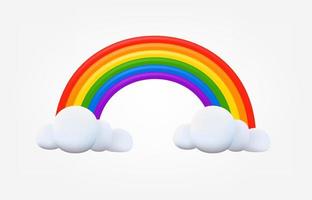 Rainbow with clouds weather concept. Forecast 3d vector illustration isolated on white background