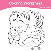 Valentine edition coloring worksheet. Educational printable coloring worksheet. Valentine theme. Vector file.