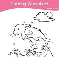 Valentine edition coloring worksheet. Educational printable coloring worksheet. Valentine theme. Vector file.