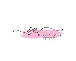 Initial SA beauty monogram and elegant logo design, handwriting logo of initial signature, wedding, fashion, floral and botanical with creative template. vector