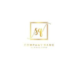 Initial SQ beauty monogram and elegant logo design, handwriting logo of initial signature, wedding, fashion, floral and botanical with creative template. vector