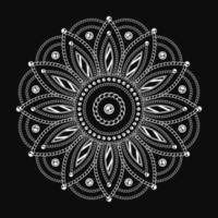 mandala de lujo con cadenas, cuentas. ilustración monocromática en blanco y negro. estilo árabe islámico oriental. mandala creativa decorativa para impresión, afiche, portada, folleto, volante, pancarta vector