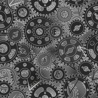 Seamless pattern with gears, dotted halftone texture. Gray camouflage colors for apparel, fabric, textile, sport goods. vector