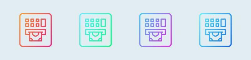 ATM machine line icon in gradient colors. Withdrawal signs vector illustration.