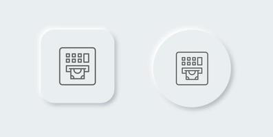 ATM machine line icon in neomorphic design style. Withdrawal signs vector illustration.