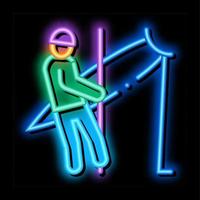 man worker with insurance neon glow icon illustration vector