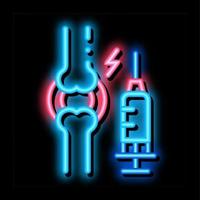 preventive injection for arthritis neon glow icon illustration vector