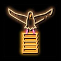 winged bird statue neon glow icon illustration vector