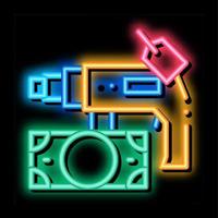 drill tool to pawnshop for money neon glow icon illustration vector