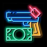 give gun to pawnshop for money neon glow icon illustration vector