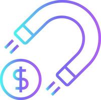 Attract Money Fintech startup icon with blue gradient outline style vector