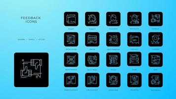 Feedback icons with black filled line style vector