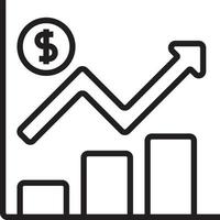 Graph Fintech graph startup icon with black outline style vector