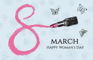 8 March. Womans Day. Hand-drawn style. Vector illustrations.