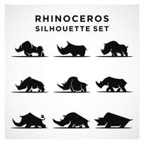 Vector illustration of an African rhinoceros  side view. Silhouette of an african rhinoceros