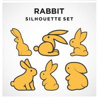 Easter rabbit silhouette isolated on white background. Set of different silhouette bunnies for design use. vector