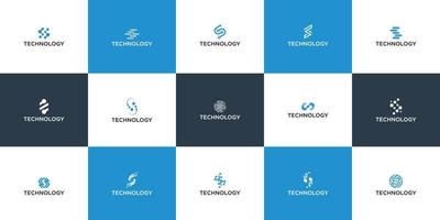 set of infographic elements Letter S Technology logo modern business branding for digital company vector