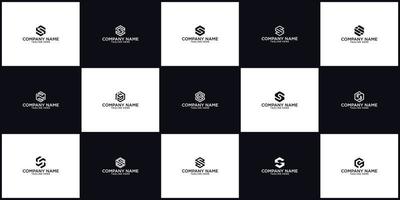 set of Initial letter S hexagon Logo design vector