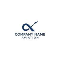 Alpha and air plane Symbol Logo Template Aviation and Alfa Vector Design Premium Vector