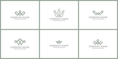 Set of abstract initial letters w monogram logo template, icon for business vector