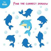 Match The Shadow For The Dolphin, A Series Of Educational Games On The Marine Theme. Introduces Children To Marine Animals. An Interactive And Fun Activity That Helps Kids Improve Their Observation