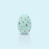 Happy Easter. Beautiful blue egg with different pattern on a blue background. photo