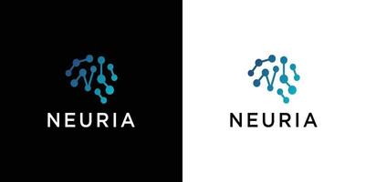 Neural network logo. Human brain emblem. Artificial intelligence icon.Creative vector illustration.