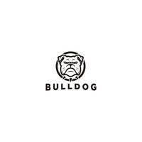 Bulldog head logo design template with stamp effect. Vector illustration.