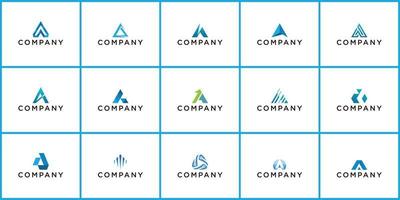 Set of technology letter A dot logo design . initial A for symbol tech, internet, system, Artificial Intelligence and computer. inspiration logo design vector