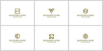 Creative and Minimal style golden and black color initial based NC and CN logo vector