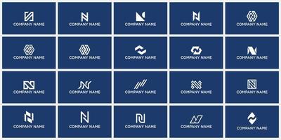 colección de diseño de vector de logotipo de letra n para empresa de marca. el logotipo se puede utilizar para icono, marca, identidad, monograma, línea, plantilla, inspiración, concepto y empresa comercial