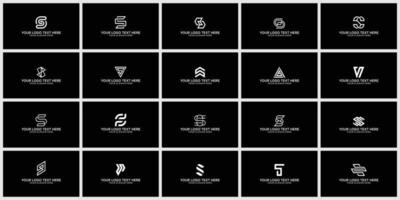 Set of creative color logo icons in the form of letter S. Collection of abstract symbols for logos vector