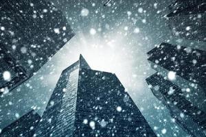 Winter Manhattan in the snowfall photo
