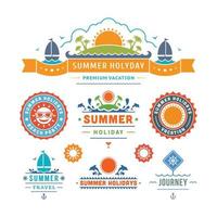 a collection set of label logo for summer holiday vector