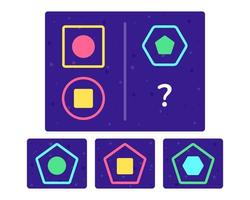 Educational logic game for kids. Development of logic iq. Visual intelligence, mind games. Geometric figure. Vector illustration.