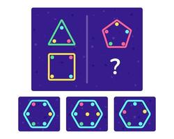 Educational logic game for kids. Development of logic iq. Visual intelligence, mind games. Geometric figure. Vector illustration.