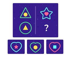 Educational logic game for kids. Development of logic iq. Visual intelligence, mind games. Geometric figure. Vector illustration.