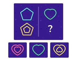 Educational logic game for kids. Development of logic iq. Visual intelligence, mind games. Geometric figure. Vector illustration.