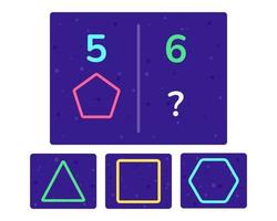 Educational logic game for kids. Development of logic iq. Visual intelligence, mind games. Geometric figure. Vector illustration.