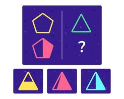 Educational logic game for kids. Development of logic iq. Visual intelligence, mind games. Geometric figure. Vector illustration.