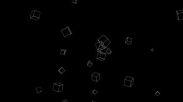 Random Cube Outline Swirl Explosion Effect on Black Background video