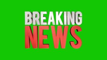 Breaking News 3D Render Text Animation on Green Background video