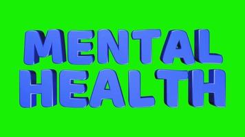 Mental Health 3D Render Text Animation on Green Background video